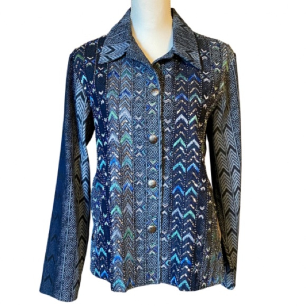 NWOT Coldwater Creek Western Embroidered Beaded Denim Jean Jacket | Tribal (M)